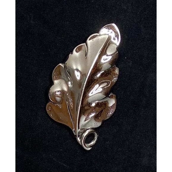 Vintage Old Crest Sterling Silver Oak Leaf Brooch Pin Pendant Textured Fall - Picture 4 of 11